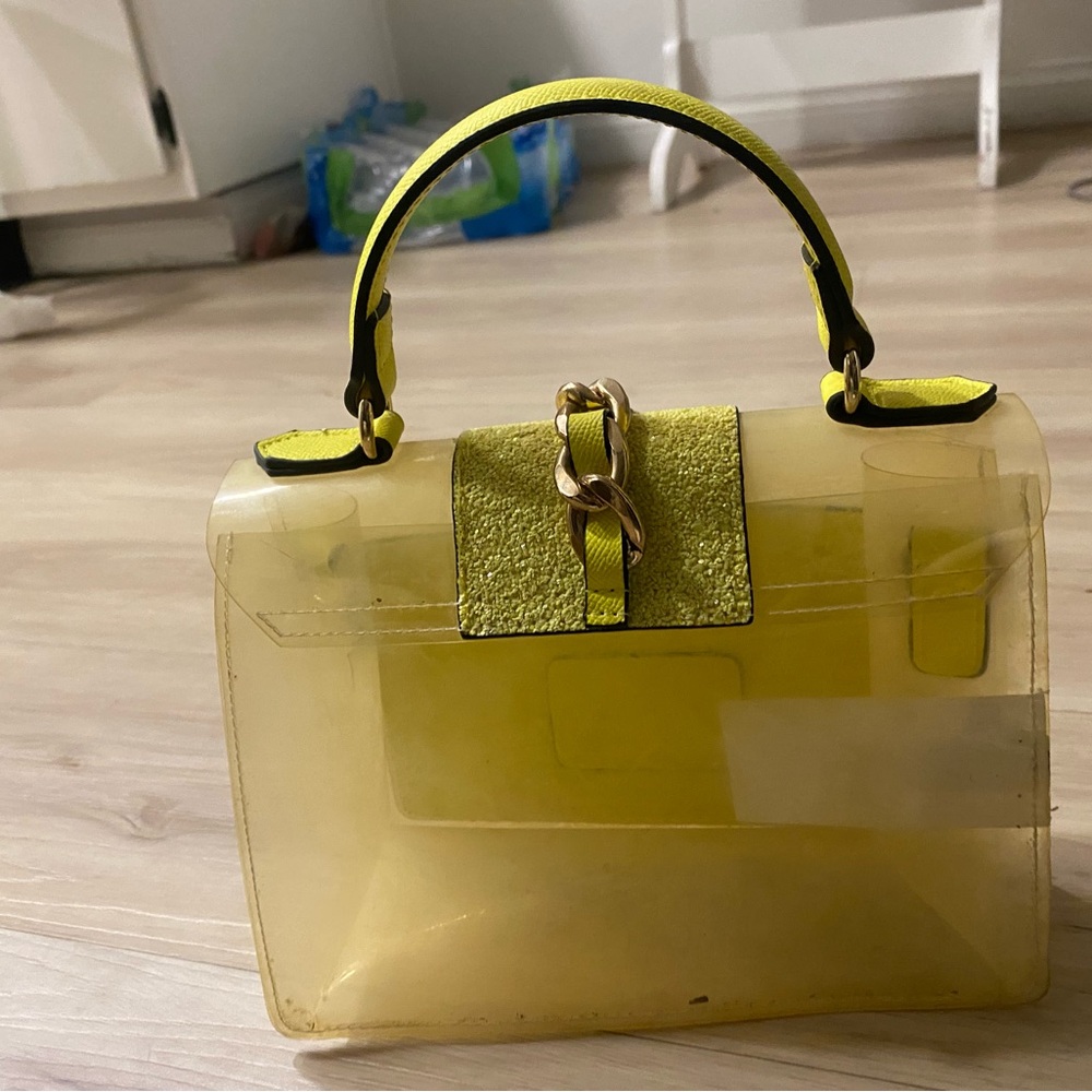 Yellow sparkly handbag